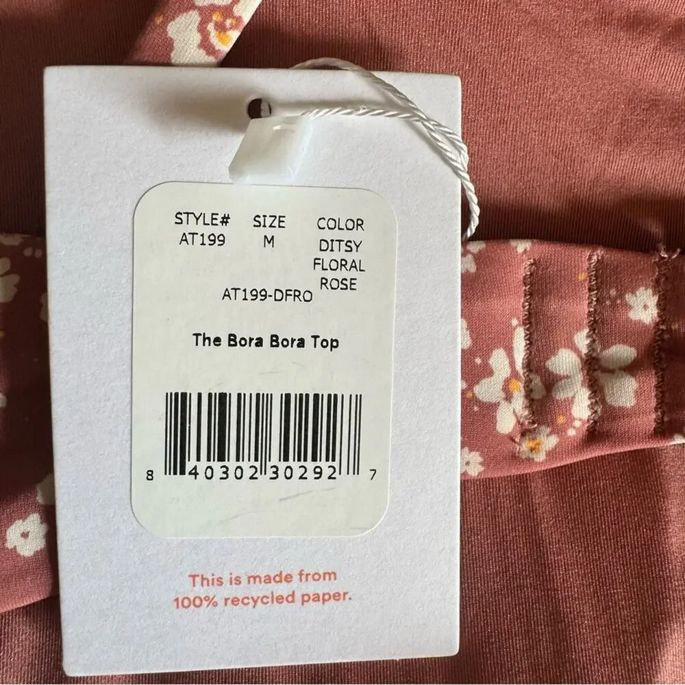 Andie Swim The Bora Bora Convertible Bikini Top In Ditzy Floral Rose Size M NEW - Picture 13 of 14
